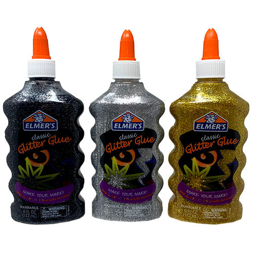 ELMRS GLITTER GLUE 6oz-WASHBLE/ASST.