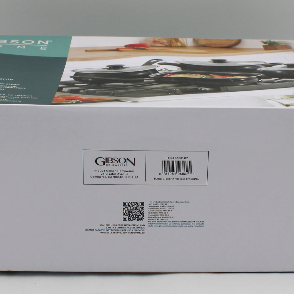 GIBSON EVERYDAY CHEF DU JOUR COOKWARE SET - BLACK 7pc NI