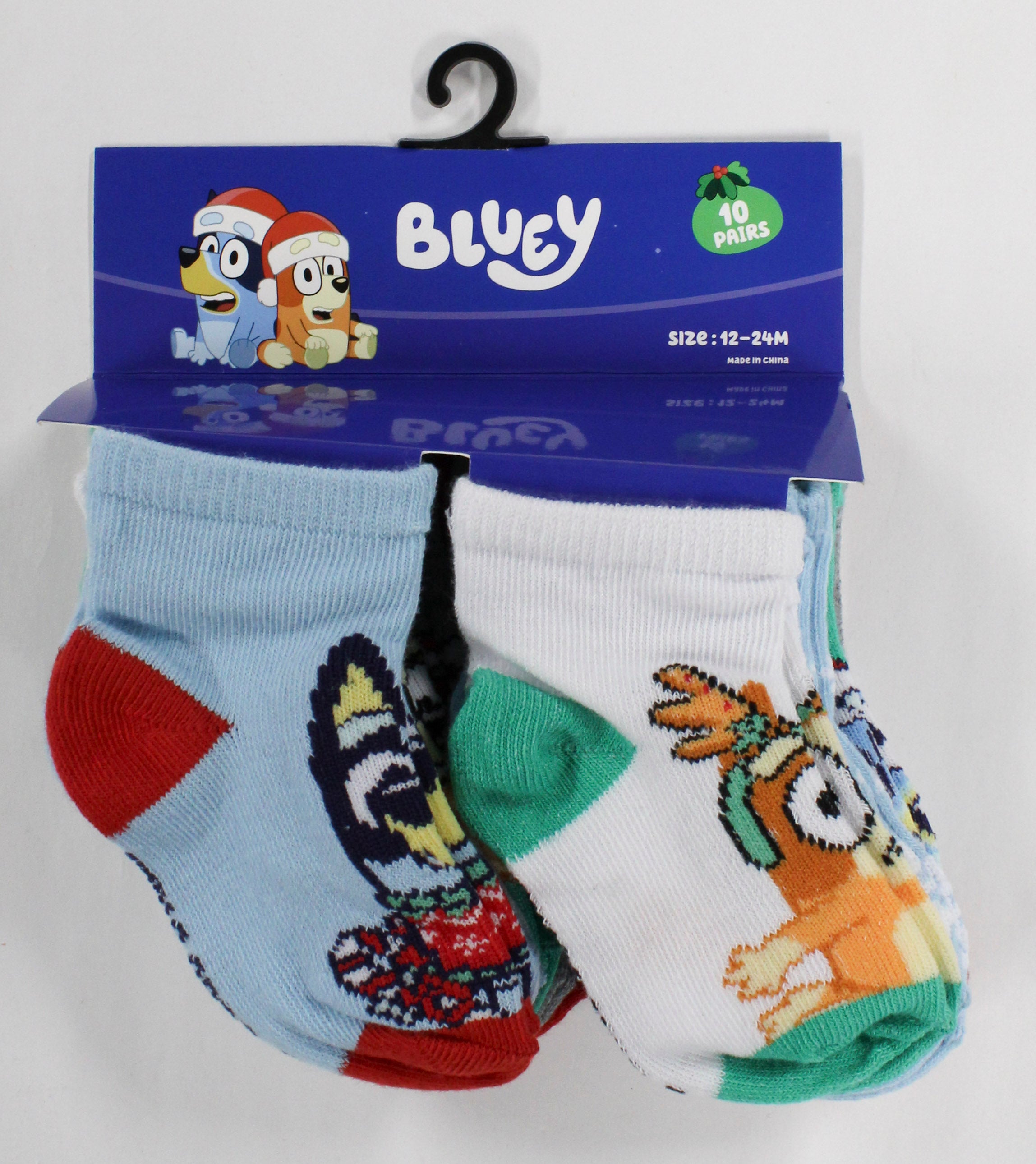 10pk 12-24m BLUEY XMAS JOY QRT SOCKS