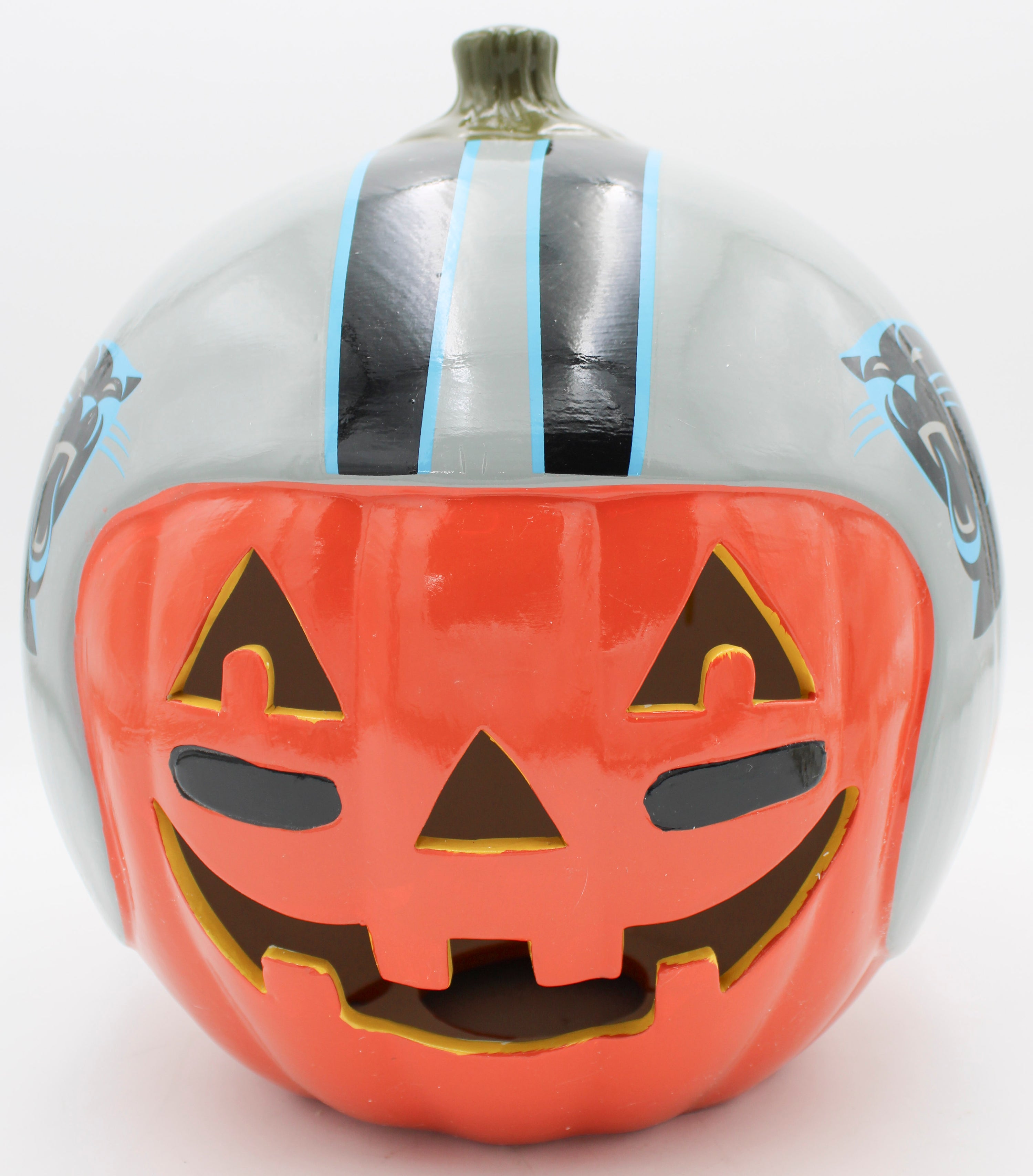OFFICIALLY LICENCED CAROLINA PANTHERS CERAMIC PUMPKIN HELMET 10"