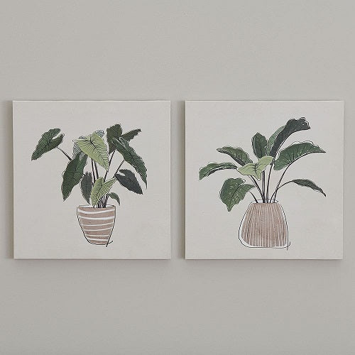 POTTED PLANTS CANVAS 2-PC PRINT SET 16"L x 16"W