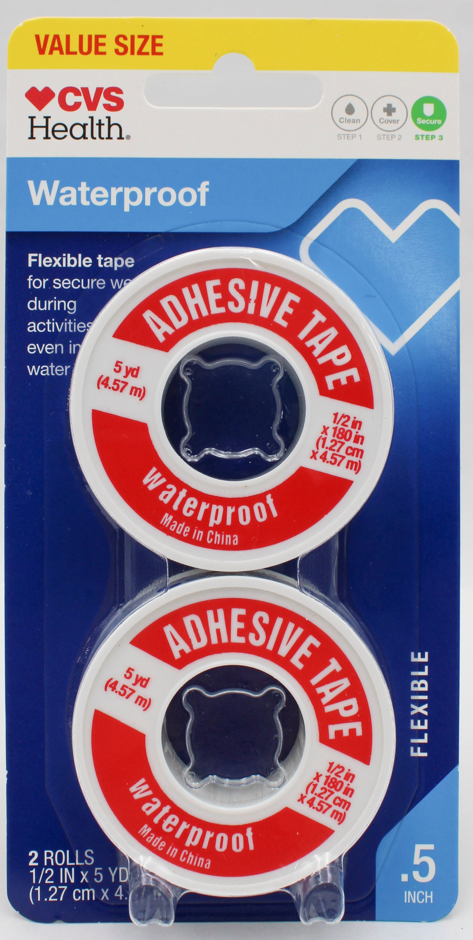 CVS WATERPROOF ADHISIVE TAPE 1/2X5YDS 2PK