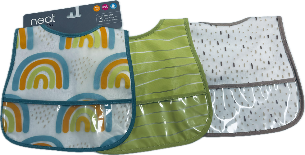 NEAT SOLUTIONS BABY BIBS 3CT NEUTRAL RAINBOW ASSORTED  3M+ NI
