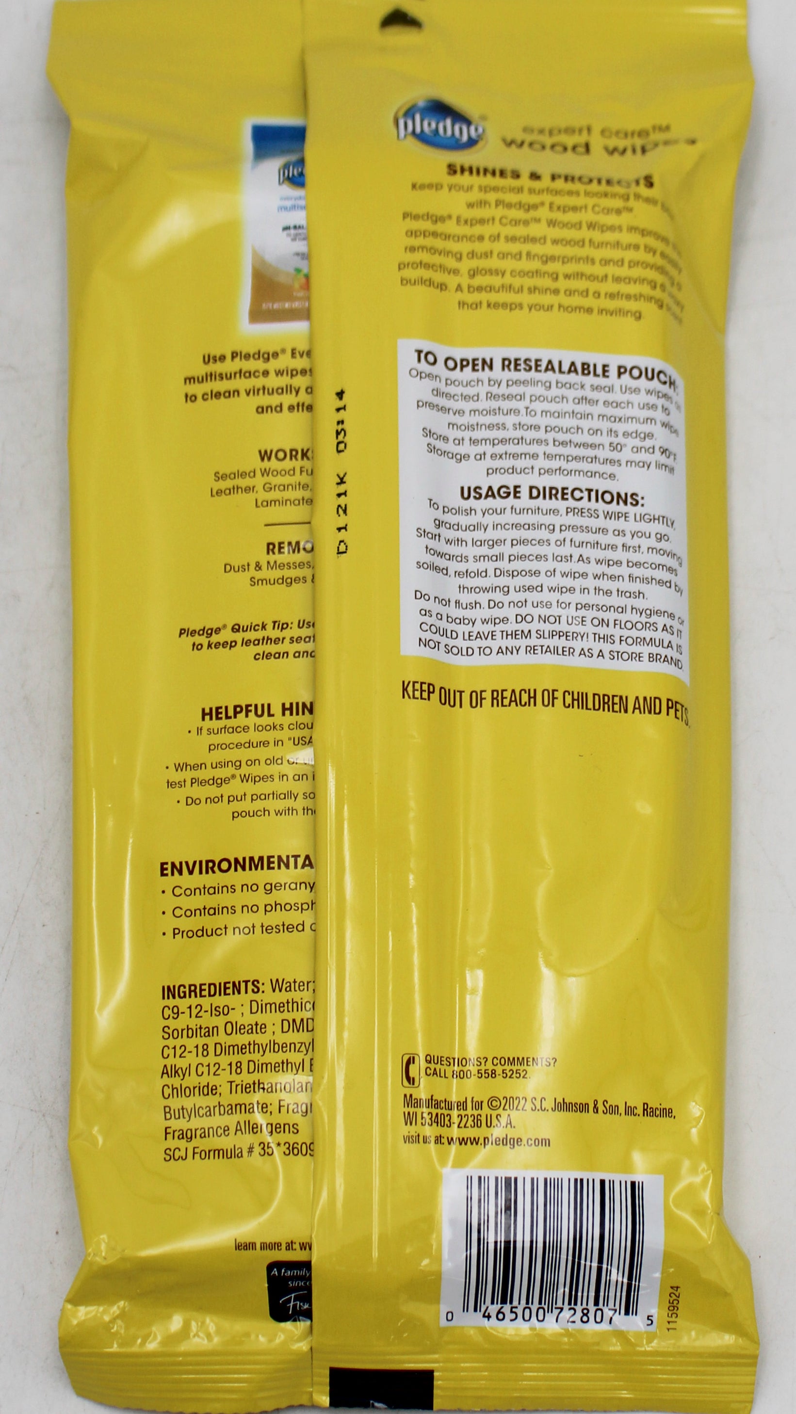 SP PLEDGE WOOD WIPES 24CT-LEMON SCENT
