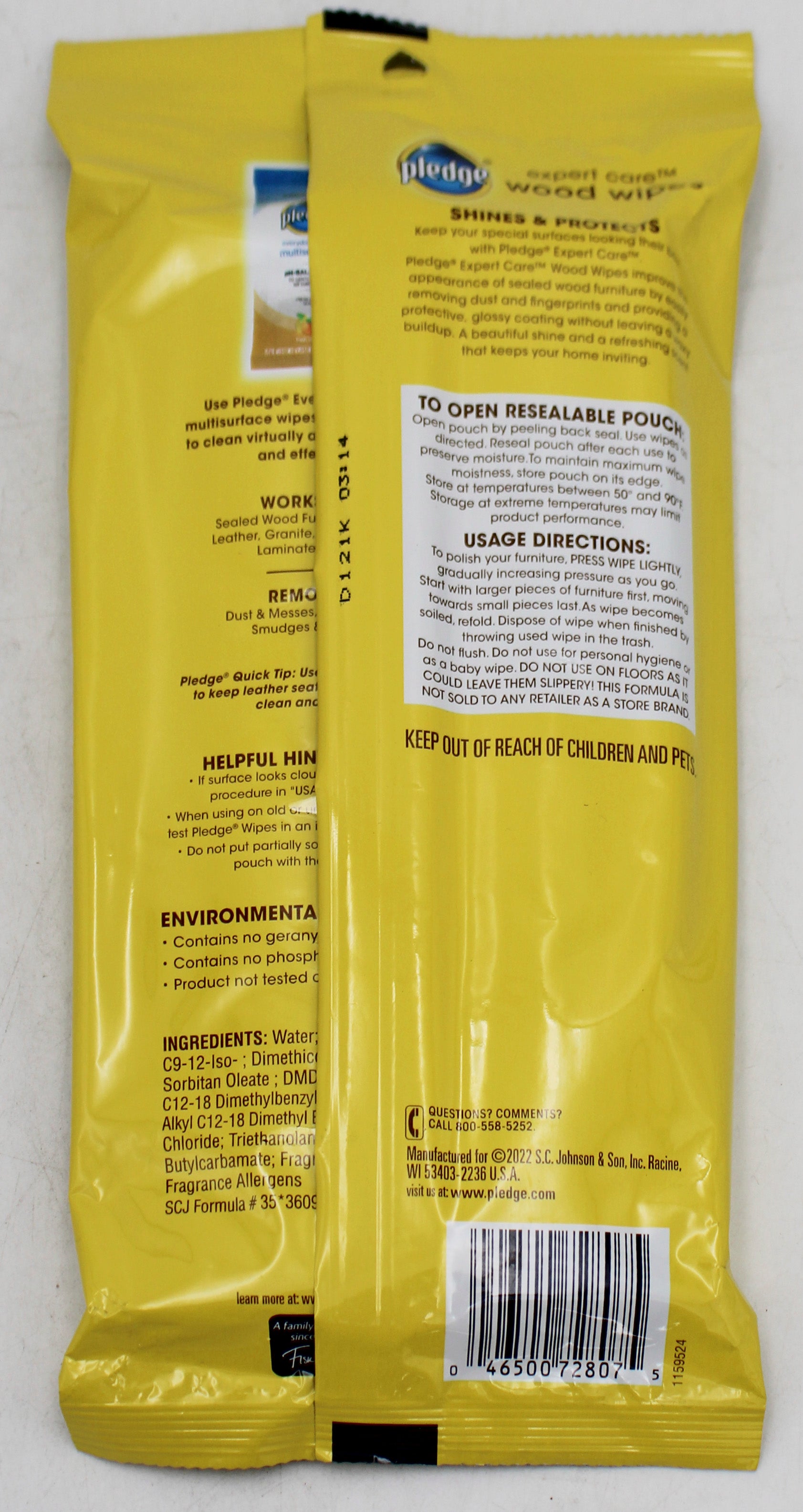 SP PLEDGE WOOD WIPES 24CT-LEMON SCENT