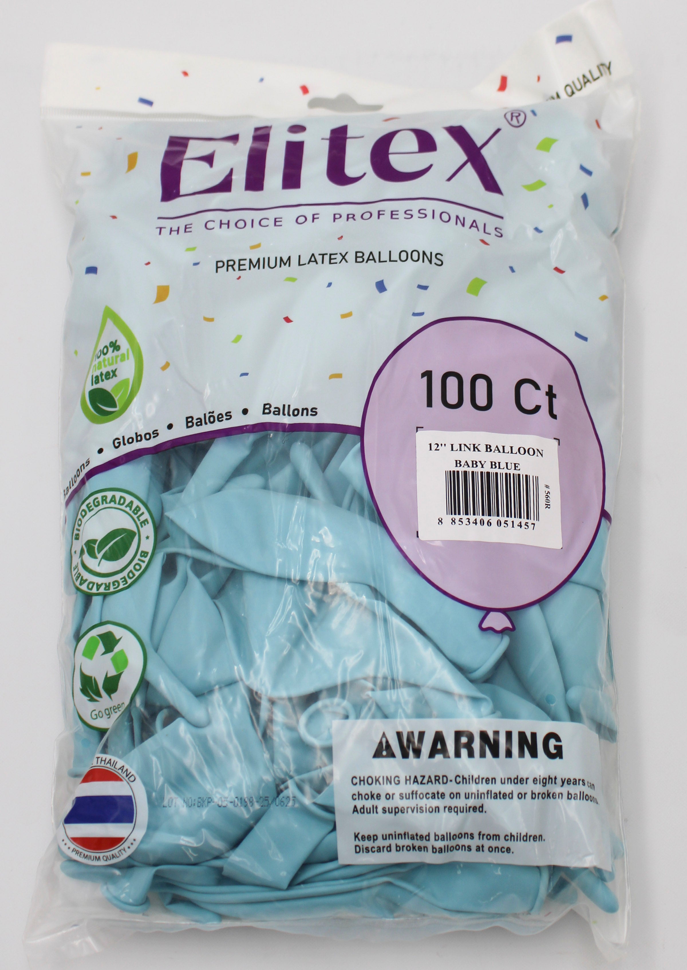 ELITEX 12" PASTEL BABY BLUE LINK BALLOON, 100 PACK