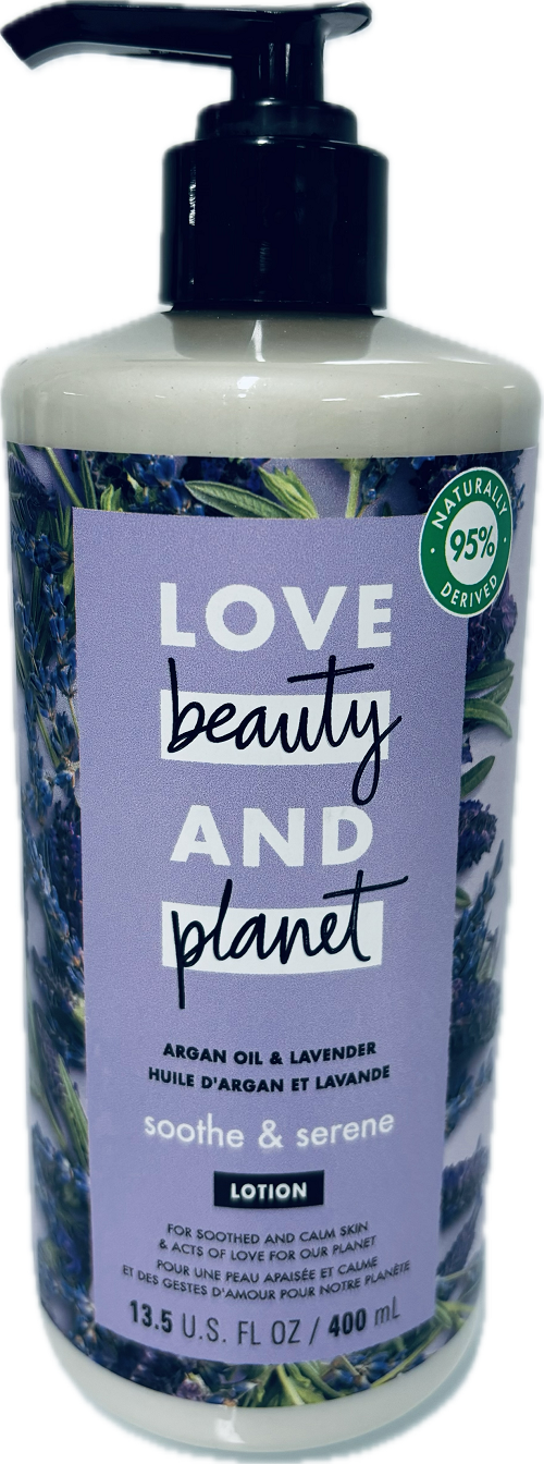 LOVE BEAUTY PLANET BODY LOTION 13.5oz-ARGAN OIL&LAVENDER.