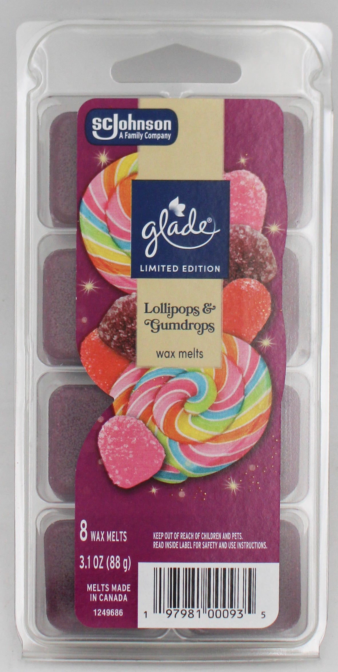 SP GLADE WAX MELTS 8CT 3.1oz LOLLIPOPS & GUMDROPS