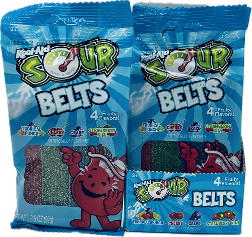 KOOL-AID SOUR BELTS 3.5oz 4FRUITY FLAVORS BEST BY 2/28/25