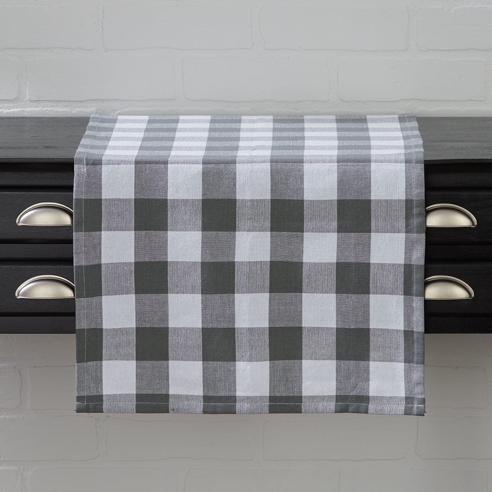 GRAY BUFFALO CHECKERED TABLE RUNNER 54"L x 16"W