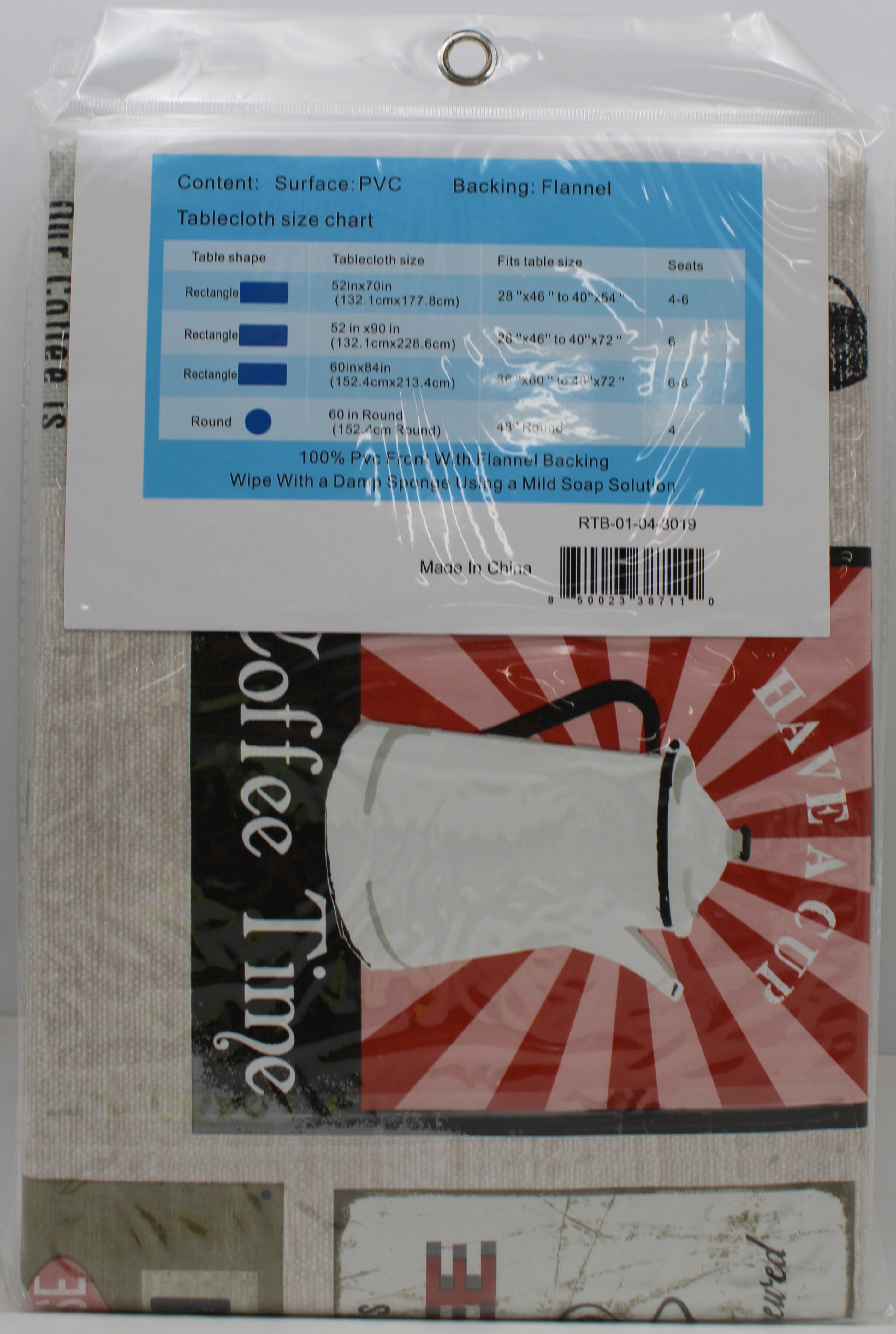 52x90" PRINTED VINYL TABLECLOTH