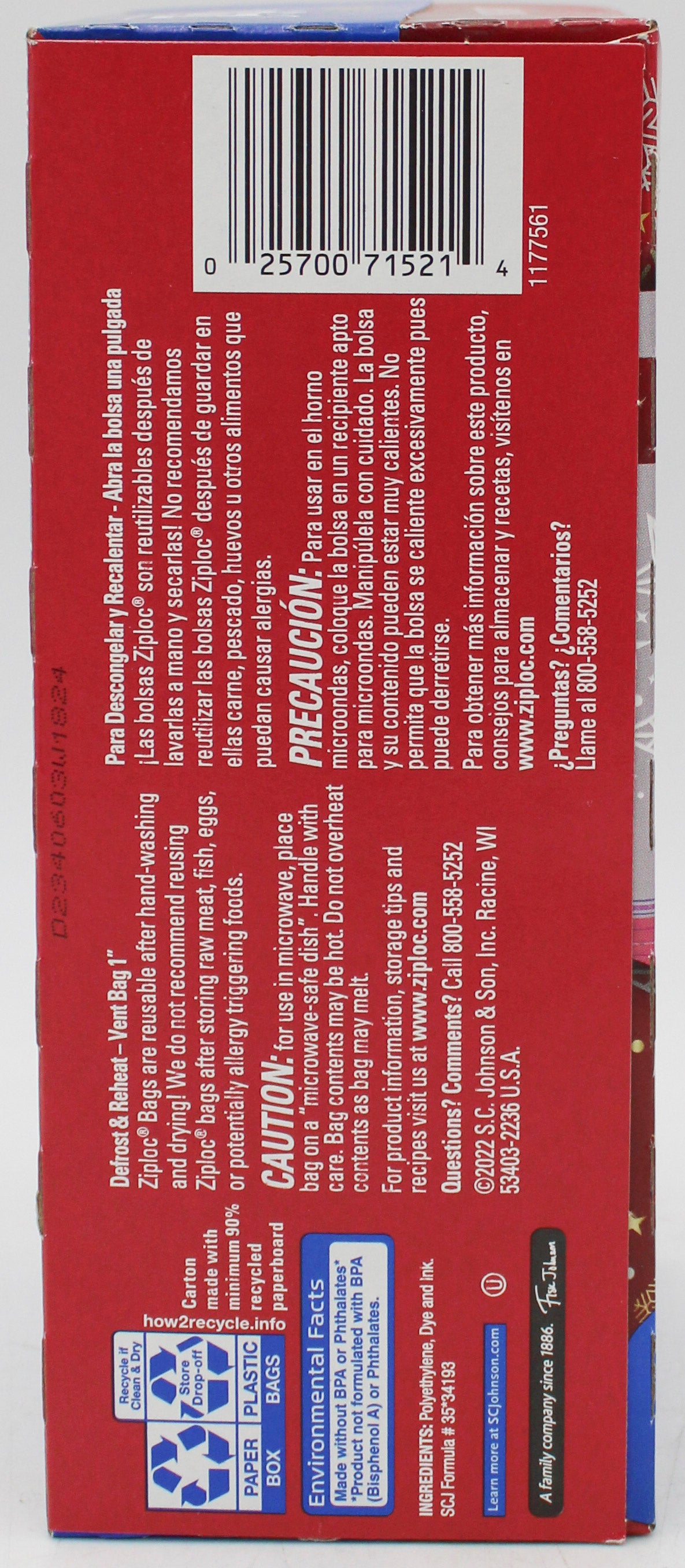 SP ZIPLOC BAG 48ct HOLIDAY STORAGE BAGS QUART