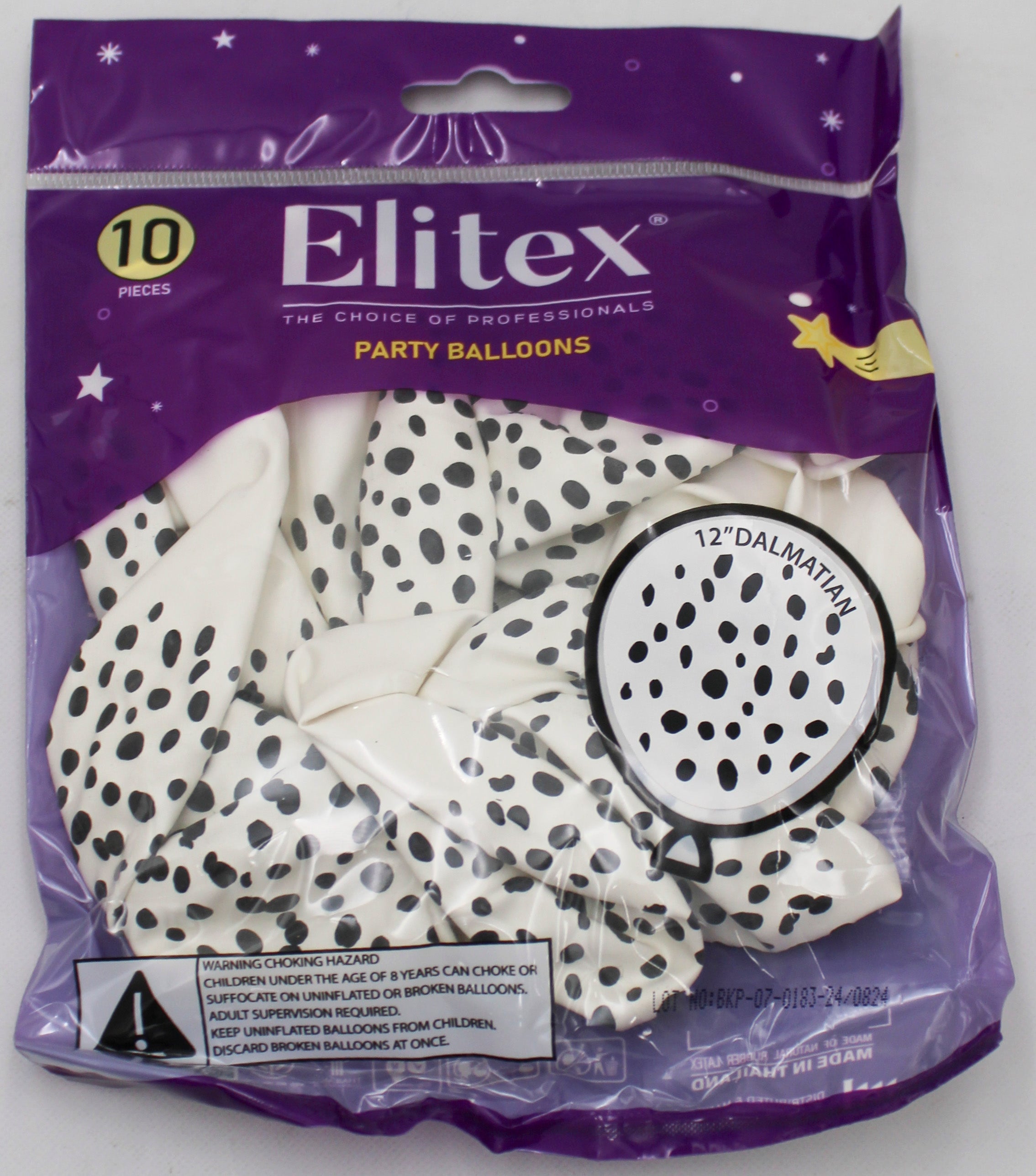 ELITEX 12" DALMATIAN PRINTED BALLOON, 10 PACK