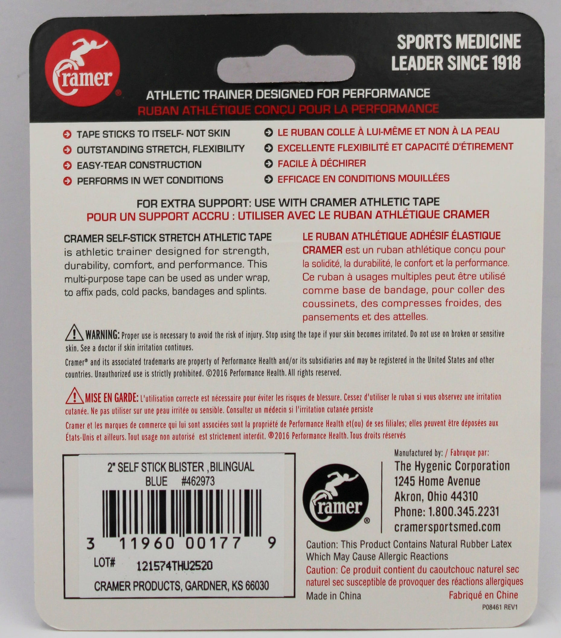 CRAMER SELF-STICK ATHLETIC TAPE 2" X 5YD BLUE