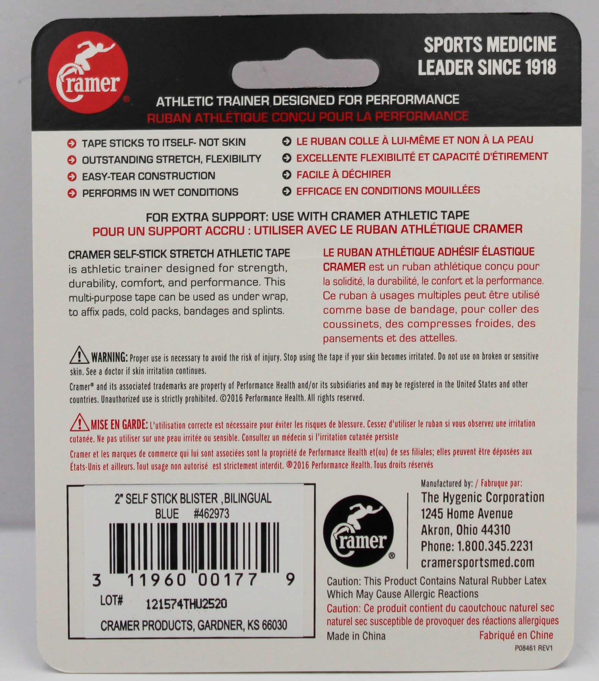 CRAMER SELF-STICK ATHLETIC TAPE 2" X 5YD BLUE