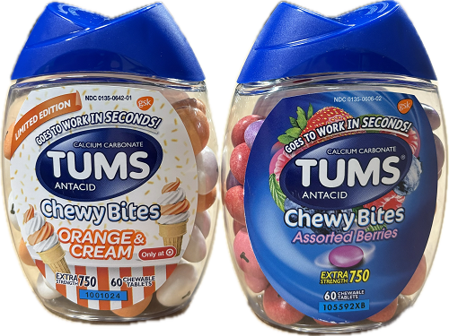 TUMS 60ct CHEWY BITES 2 FLAVORS PER CASE EXP 9/30/25 NI