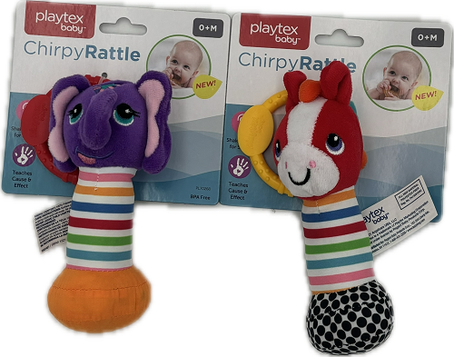 PLAYTEX BABY CHIRPY RATTLE ASSORTED 0+ MONTHS