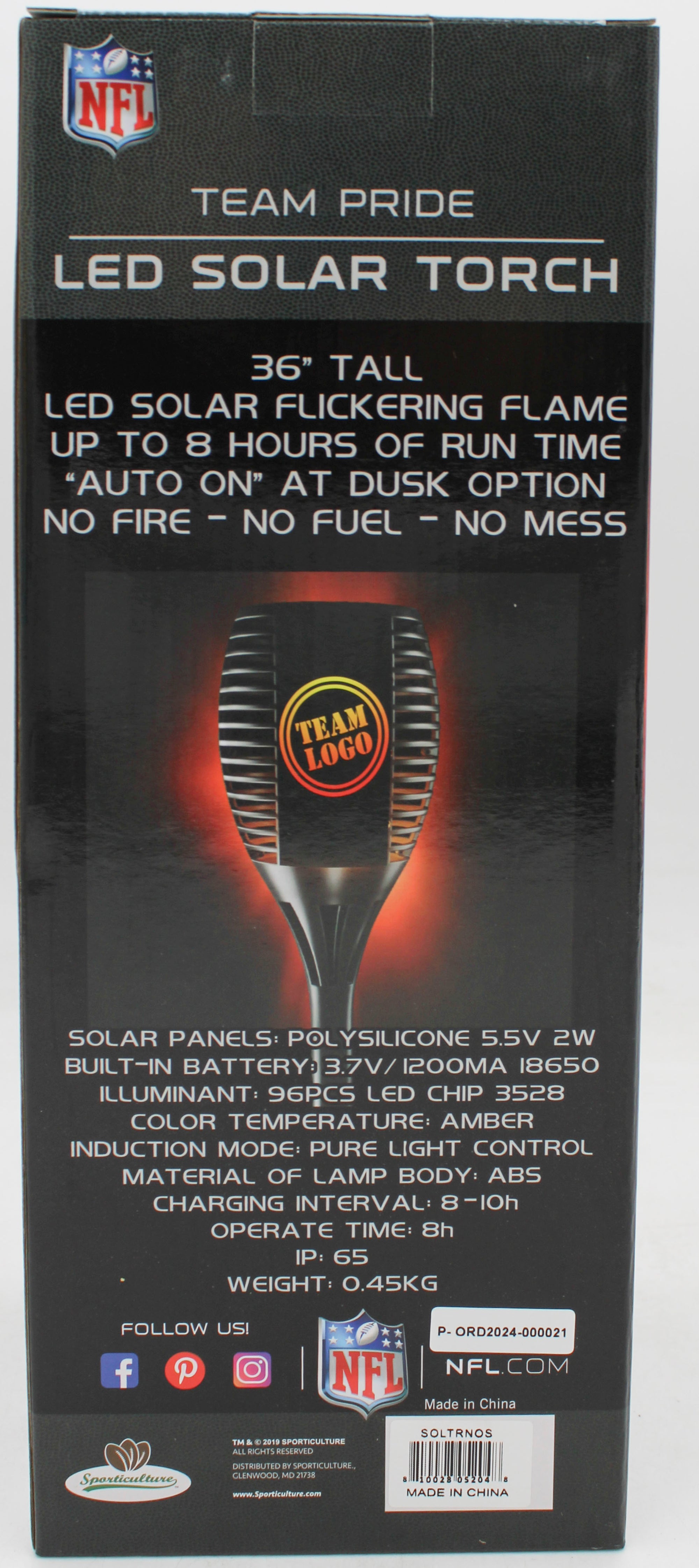 NEW ORLEANS SAINTS LED SOLAR TORCH  36"