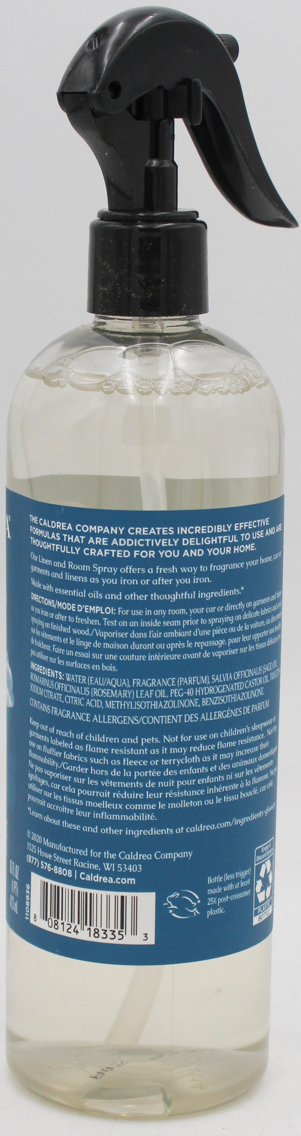 CALDREA LINEN & ROOM SPRAY BASIL BLUE SAGE 16oz+