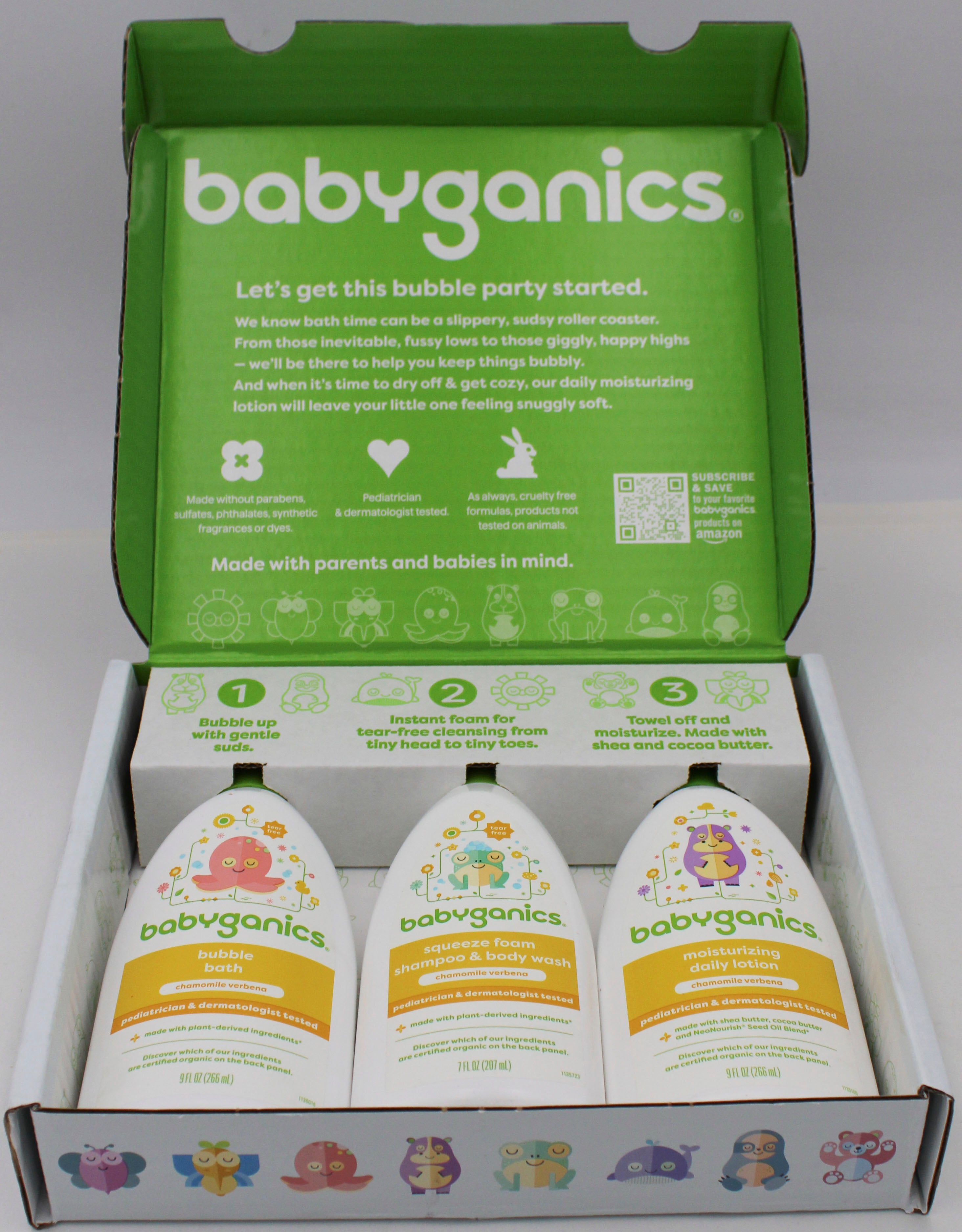 BABYGANICS BATH TIME GIFT SET SHAMPOO 7oz/ BUBBLE BATH 9oz/ LOTION 9oz US