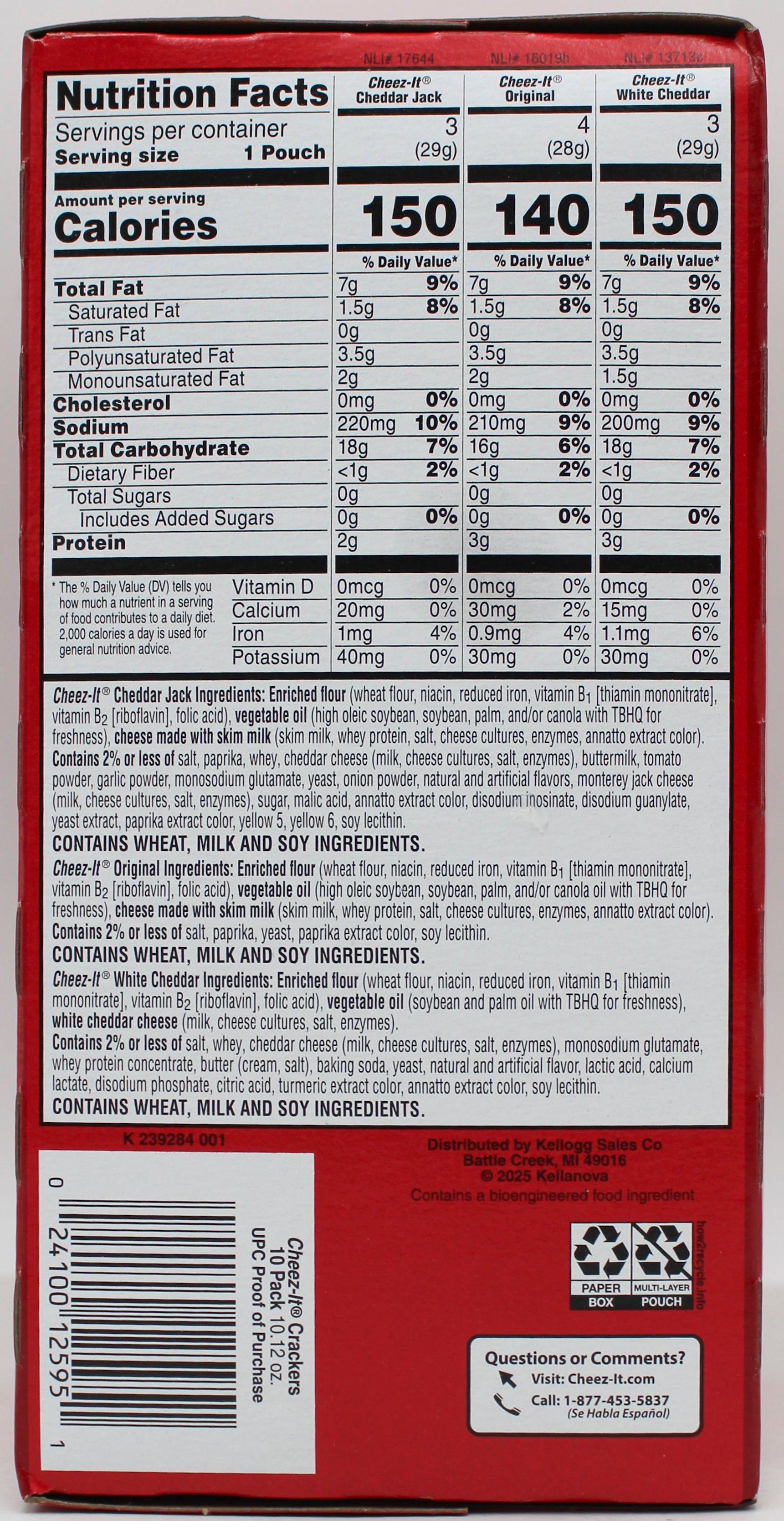 Cheez-It 3 Flavor Cracker Caddy 10.12oz (Case)