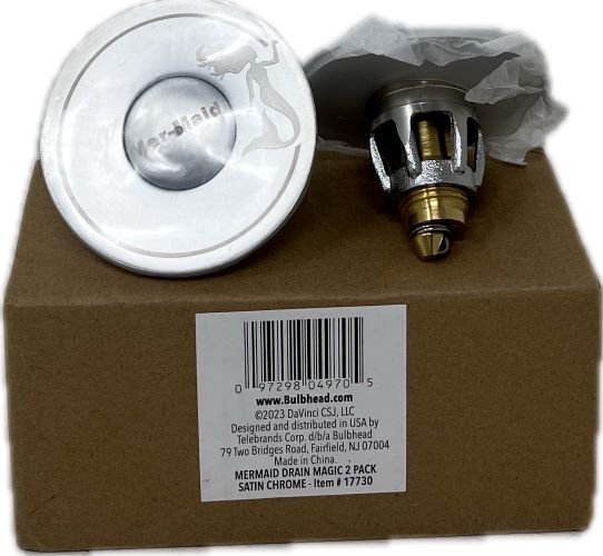 BulbHead Mermaid Drain Magic 2pk Satin Chrome