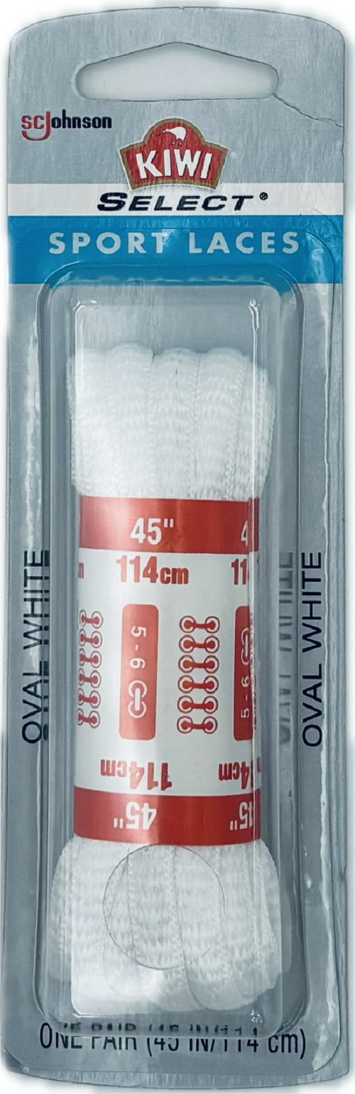 KIWI SELECT SPORT SHOE LACES 1 PAIR 45"OVAL WHITE