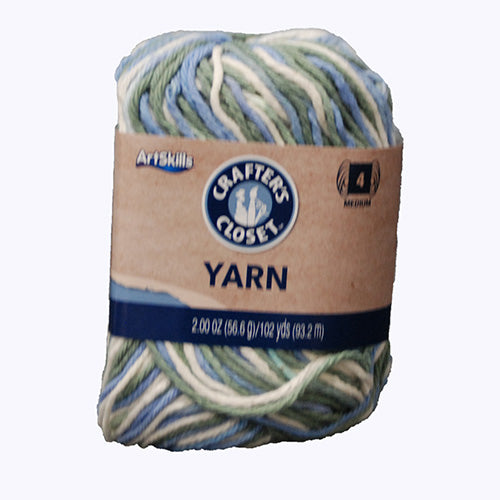ARTSKILLS YARN TRI COLOR BLUE/GREEN/LIGHT BLUE 102YDS 2OZ 4MED