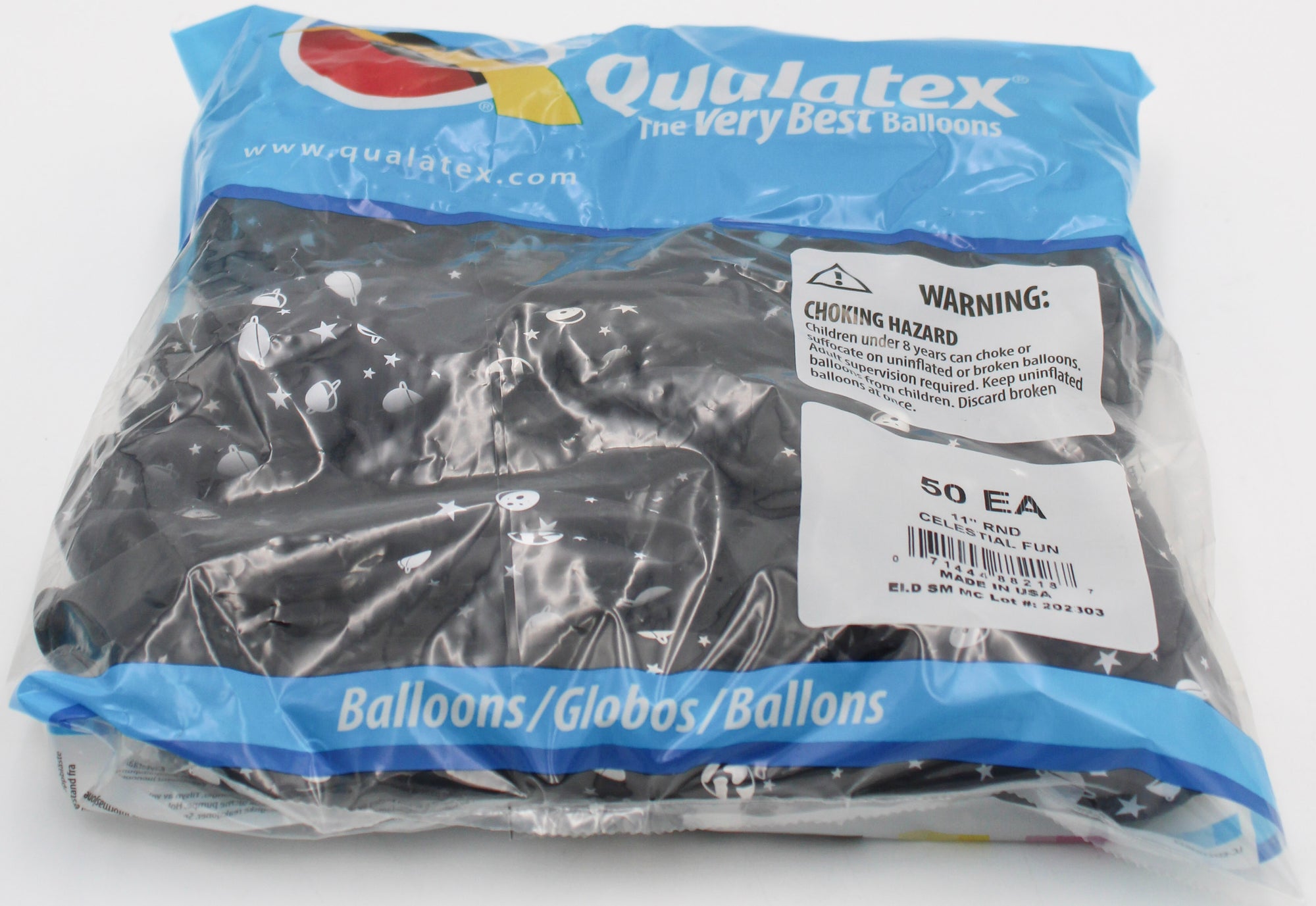 11" ROUND QX LATEX BALLOON NAV&BLK 50CT CELESTIAL FUN