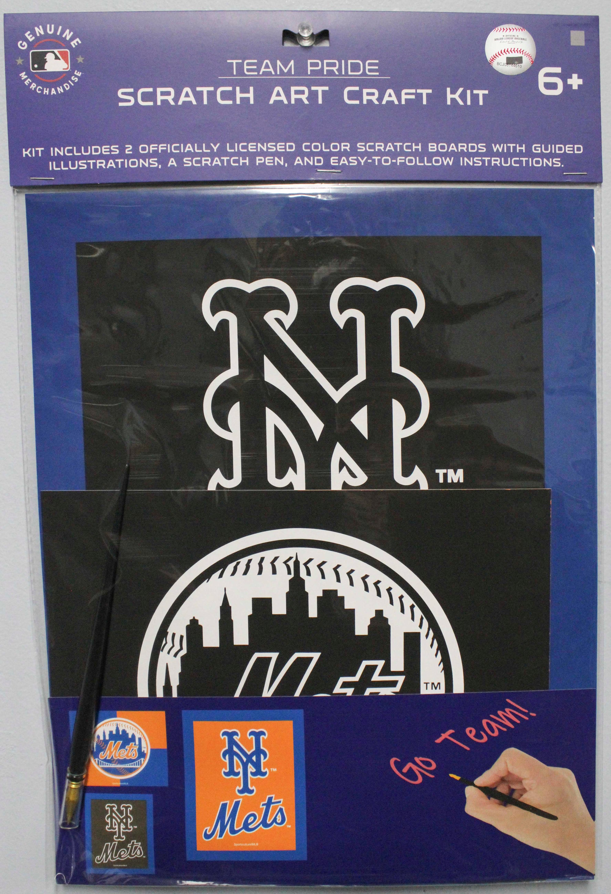 OFFICIALLY LICENSED NEW YORK METS SCRATCH ART CRAFT KIT