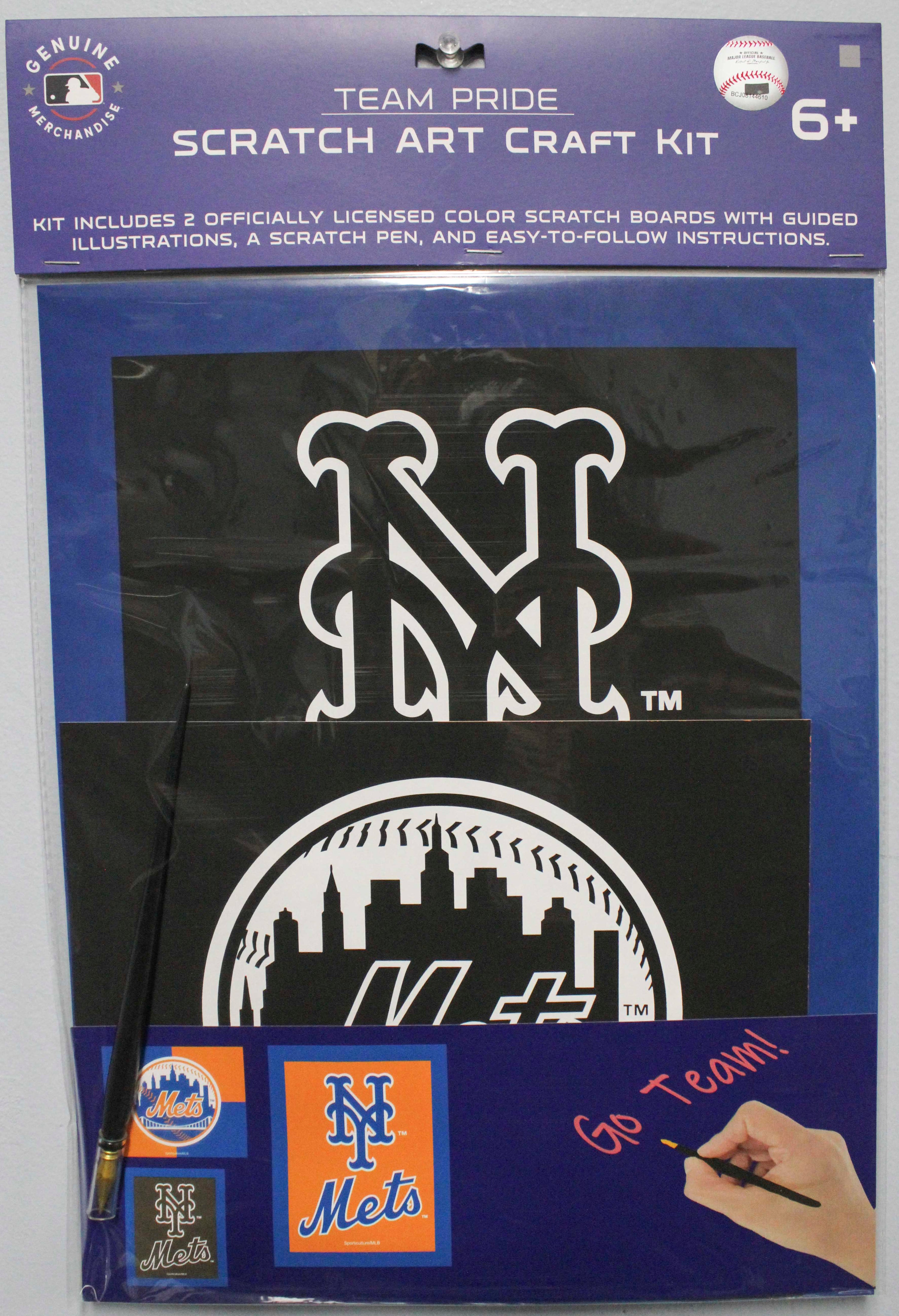 OFFICIALLY LICENSED NEW YORK METS SCRATCH ART CRAFT KIT