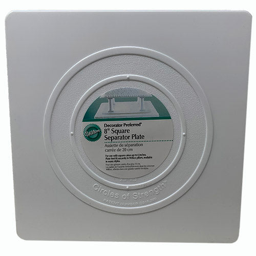 SQUARE SEPARATOR CAKE PLATE 8"-WHTE