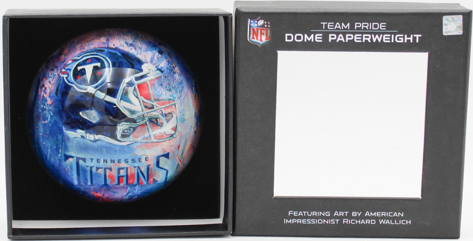 OFFICIALLY LICENCED TENESSEE TITANS GLASS DOME PAPERWEIGHT 4"