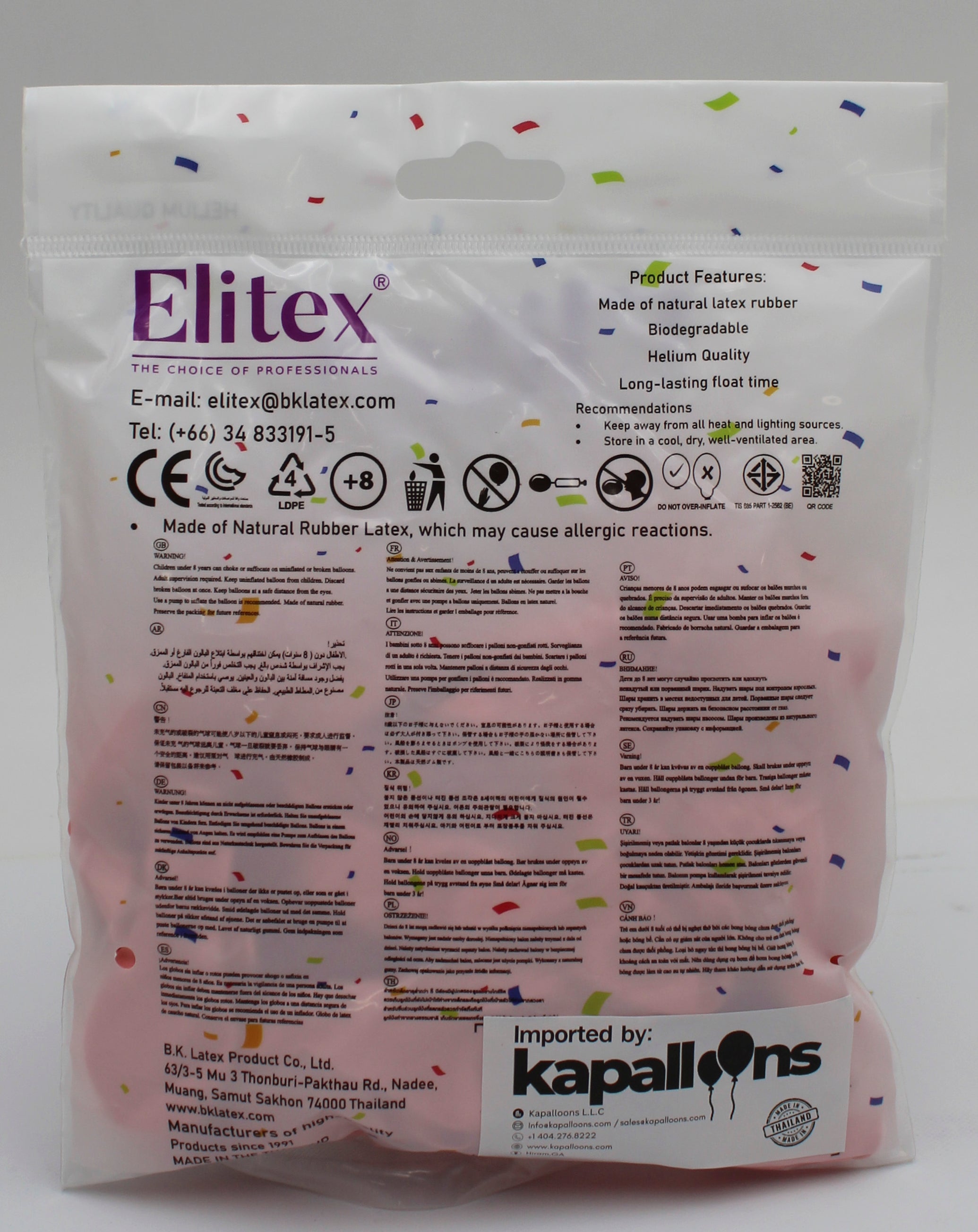 ELITEX 6" SMOOTHIE STRAWBERRY ROUND BALLOON, 50 PACK