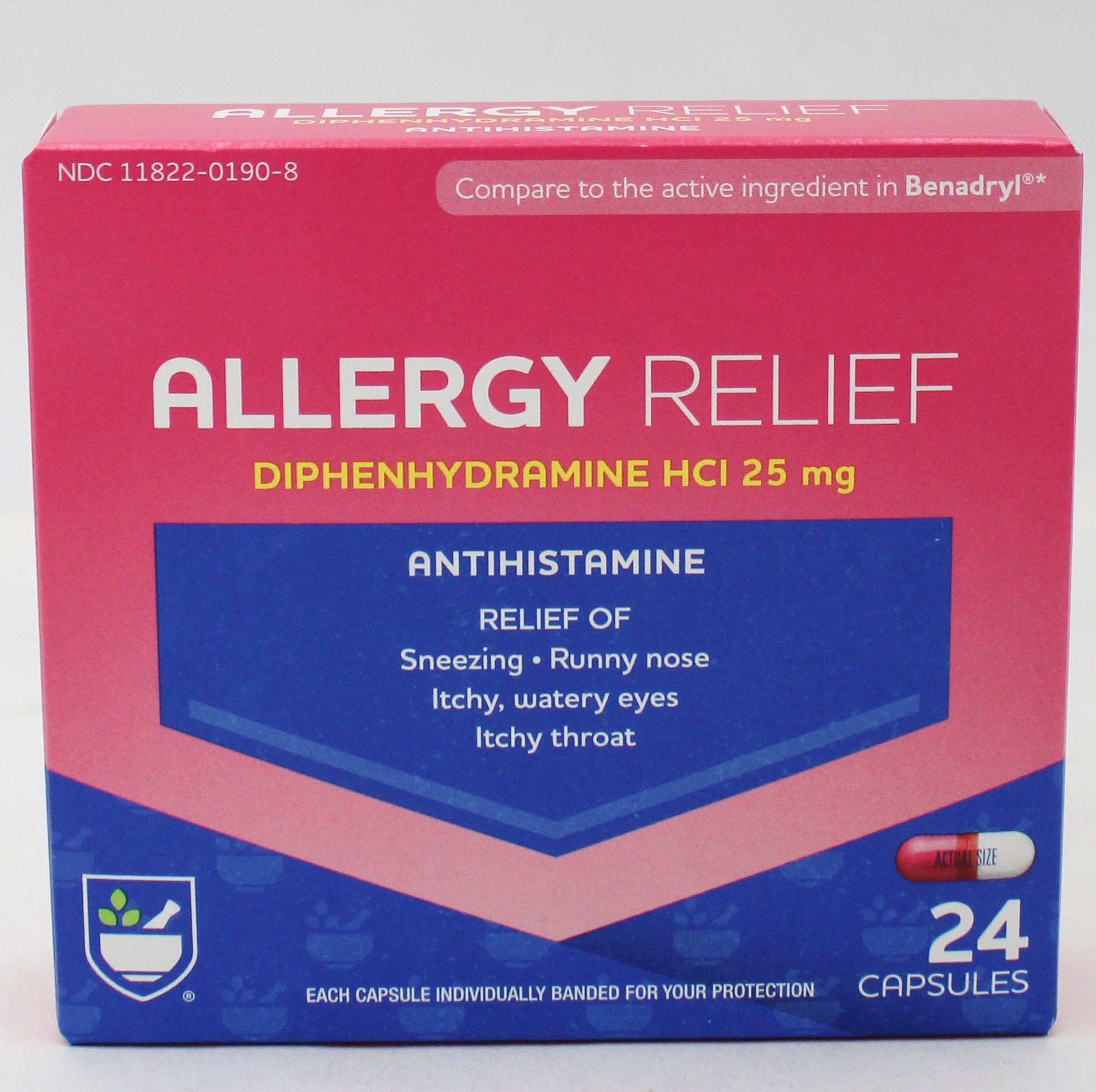 RITE AID ALLERGY RELIEF DIPHENHYDRAMINE CAPSULES 24ct EXP 6/15/2027 COMPARES TO Benedryl