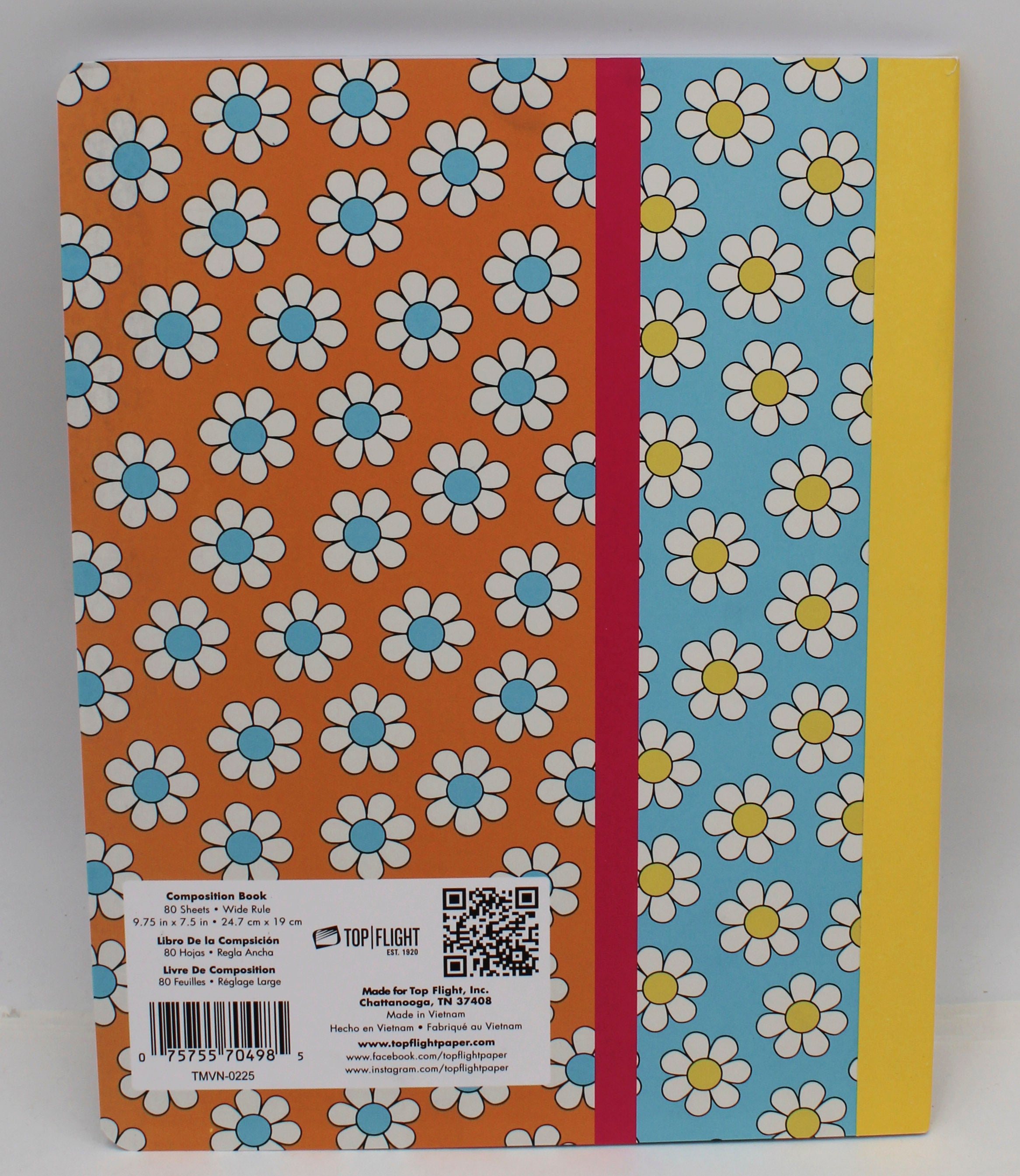 TOP FLIGHT RETRO DAISIES COMPOSITION BOOK 80 SHEET 7.5" X 9.75"