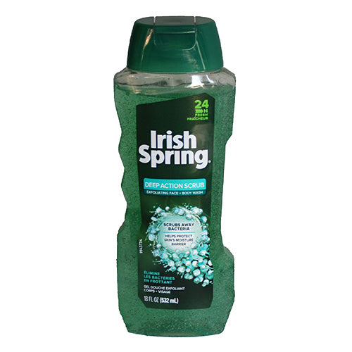 IRISH SPRING FACE/BODY WASH 18OZ-DEEP ACTION SCRUB NI