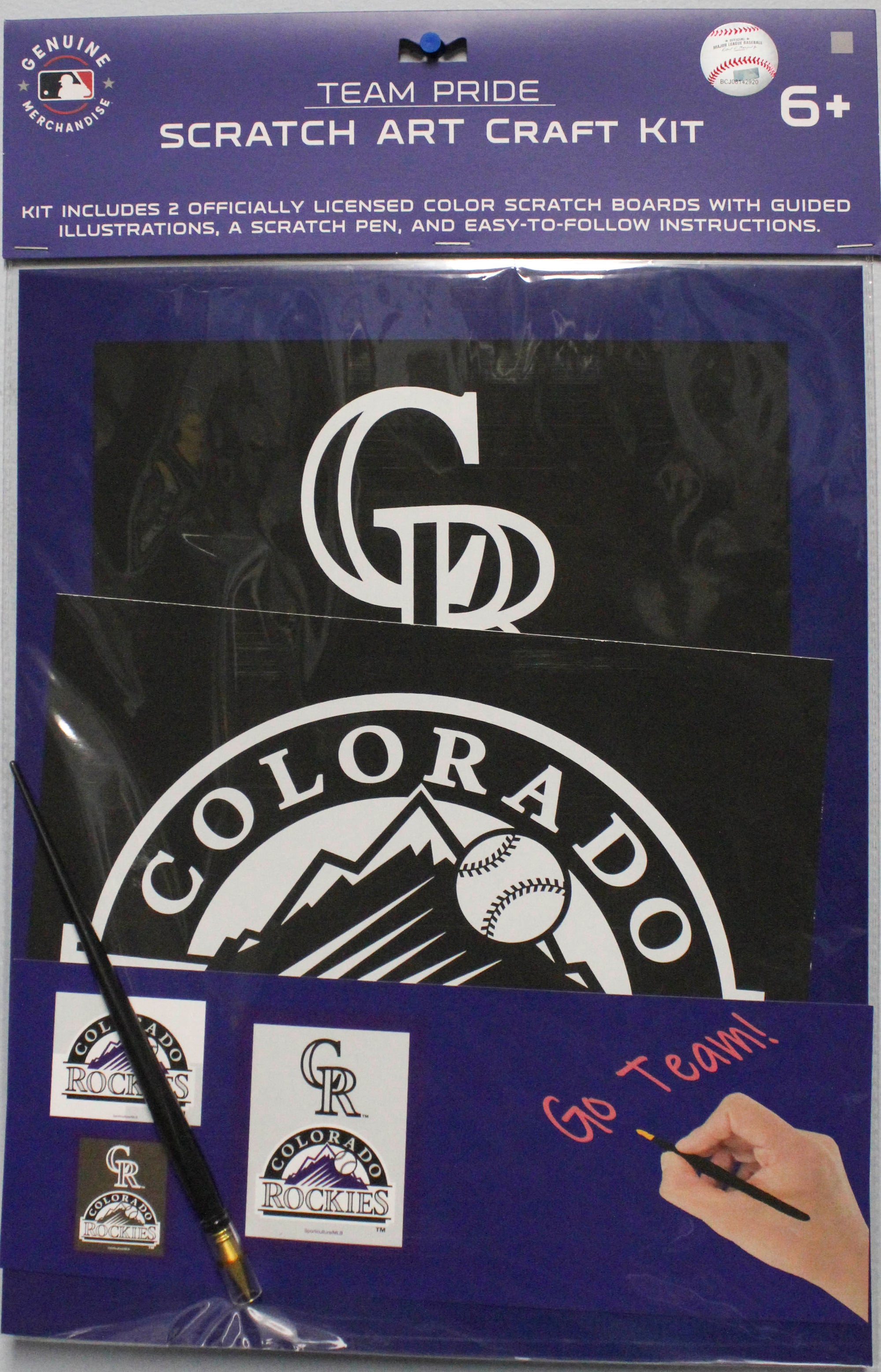 OFFICIALLY LICENSED COLORADO ROCKIES SCRATCH ART CRAFT KIT
