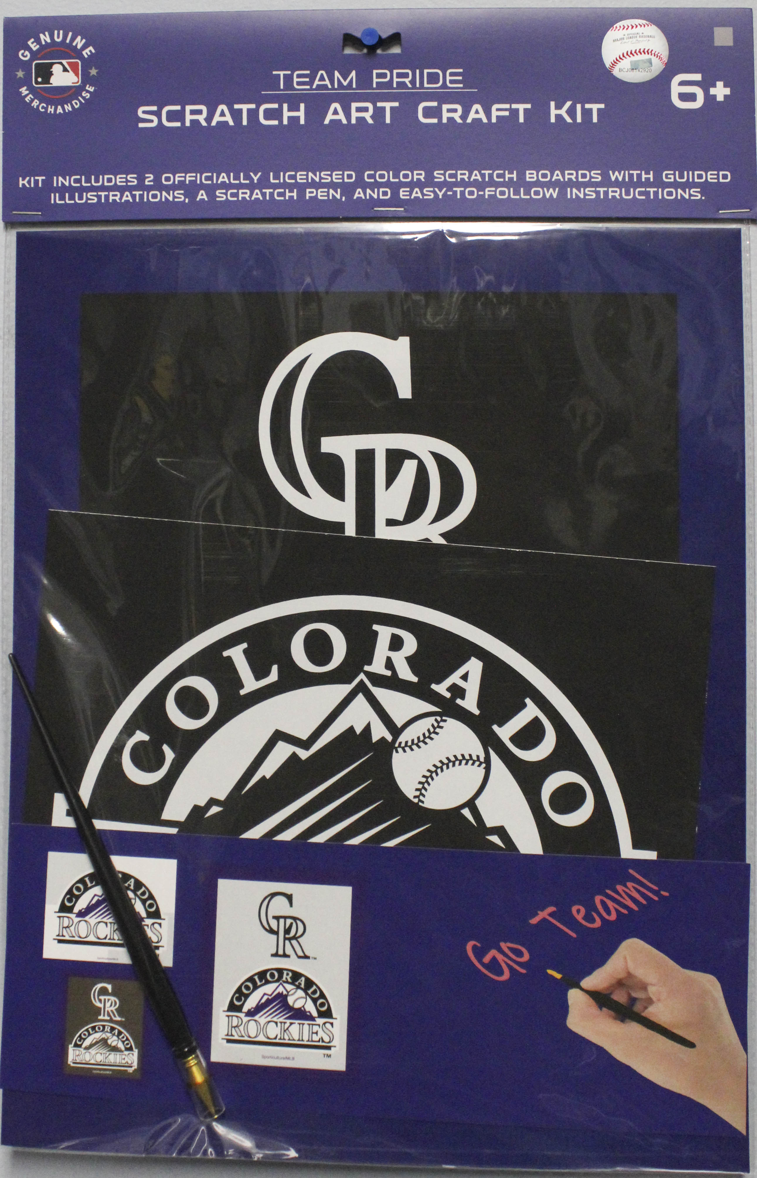 OFFICIALLY LICENSED COLORADO ROCKIES SCRATCH ART CRAFT KIT