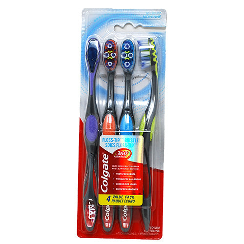 COLGATE T/BRUSH 4PK/MED-FLOSS TIP NI