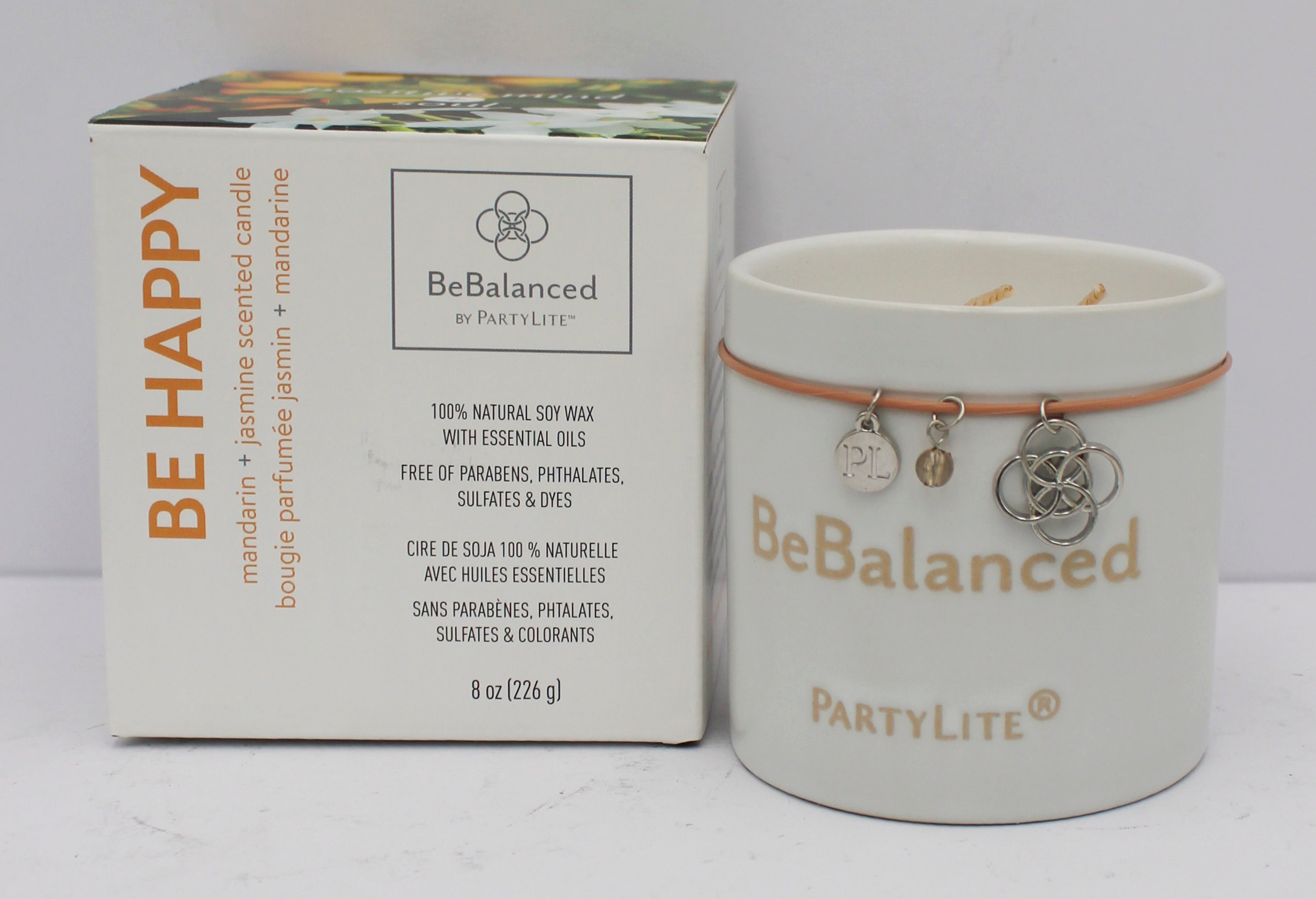 PARTYLITE BE HAPPY MANDARIN & JASMINE JAR CANDLE 8oz