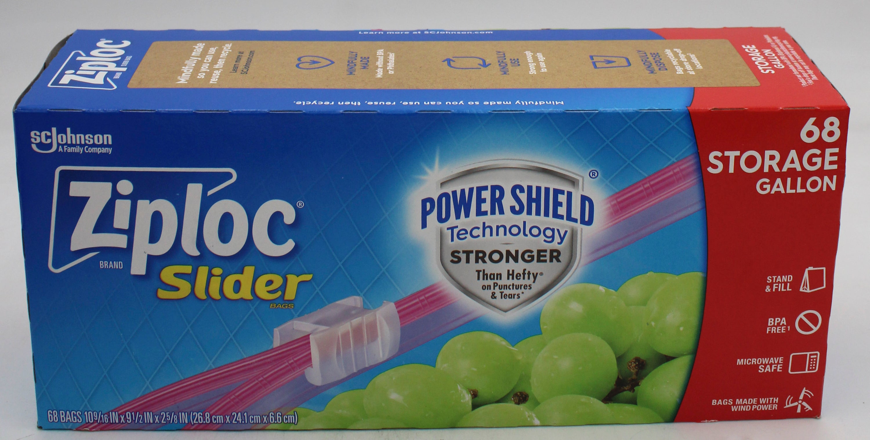 SP ZIPLOC SLIDER BAGS 68CT STORAGE GALLON