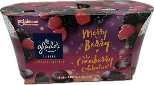 GLADE CANDLE 2 IN 1 MERRY BERRY & CRANBERRY 2ct 3.4oz US