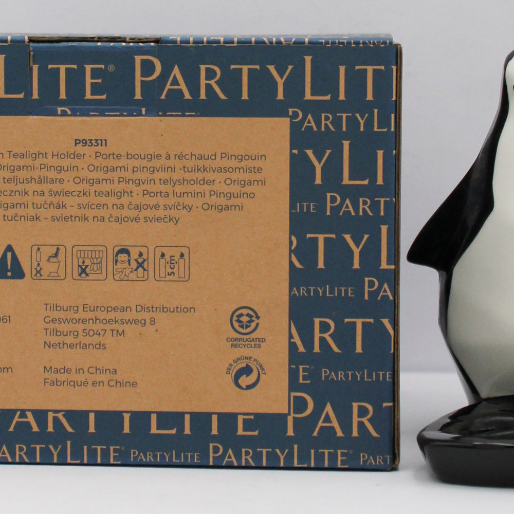 PARTYLITE ORIGAMI PENGUIN TEALIGHT HOLDER 5"W x 4 1/2"H