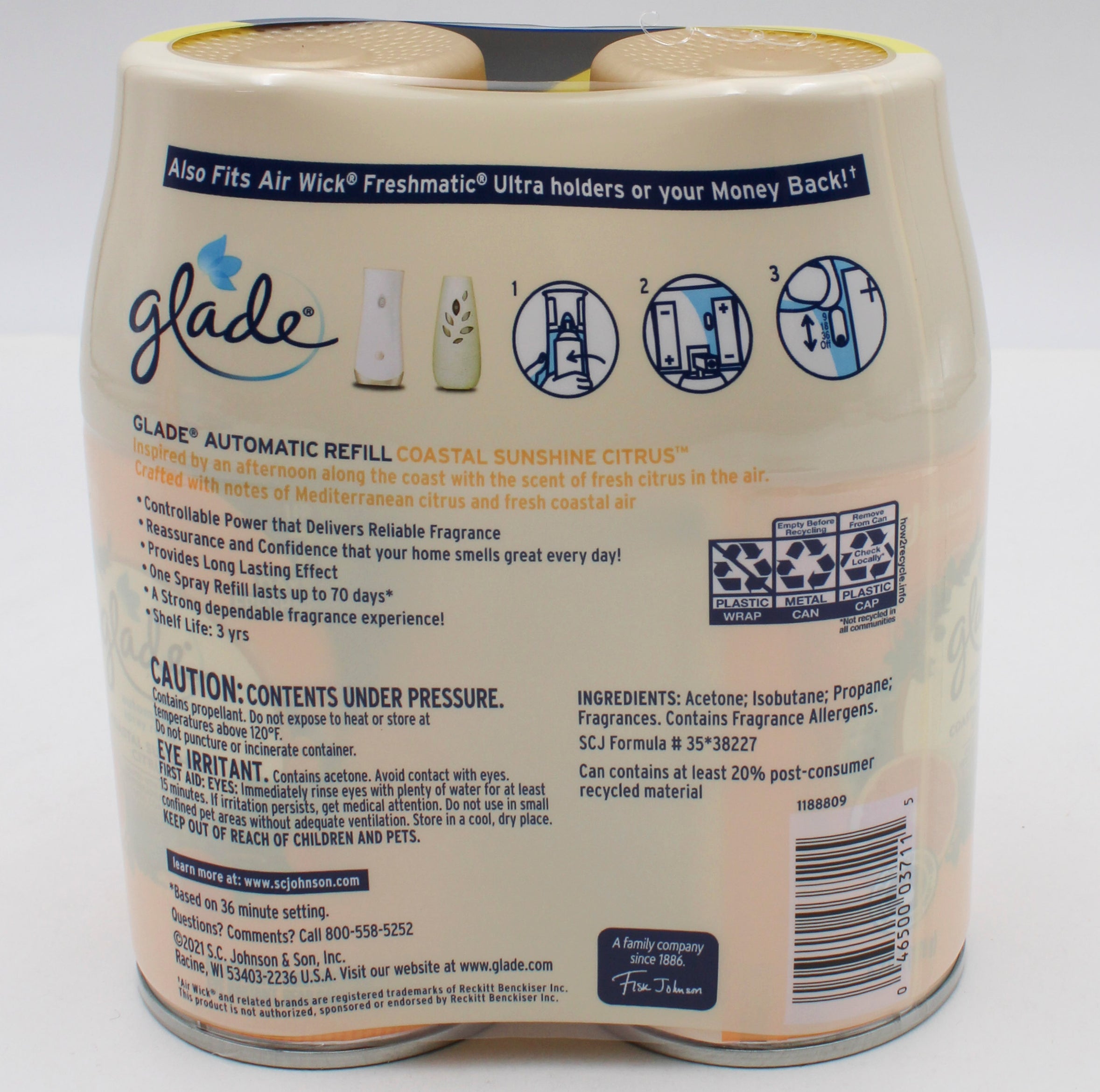 GLADE AUTOMATIC SPRAY CITRUS 2 REFILLS 6.2oz US
