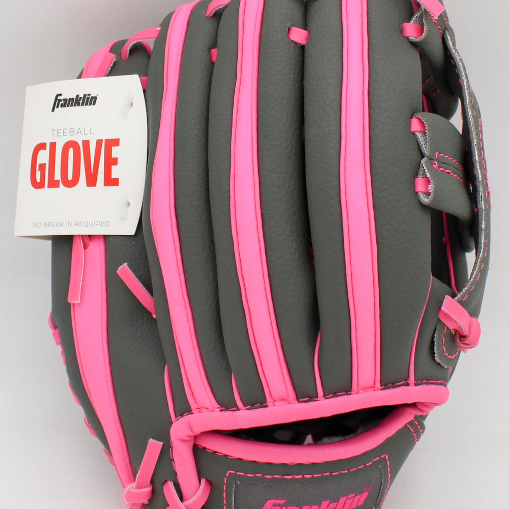 FRANKLIN 9.5" GRAPHITE PINK  PVC BASEBALL GLOVE R