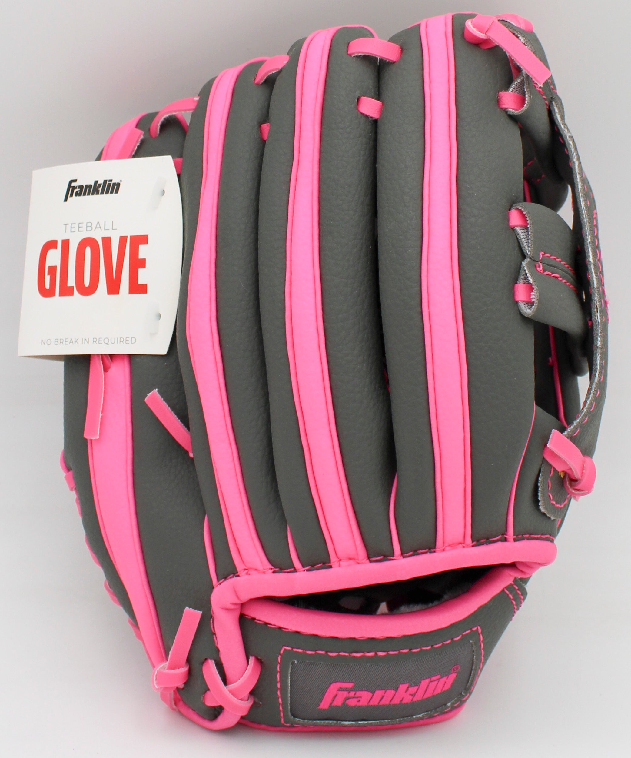 FRANKLIN 9.5" GRAPHITE PINK  PVC BASEBALL GLOVE R
