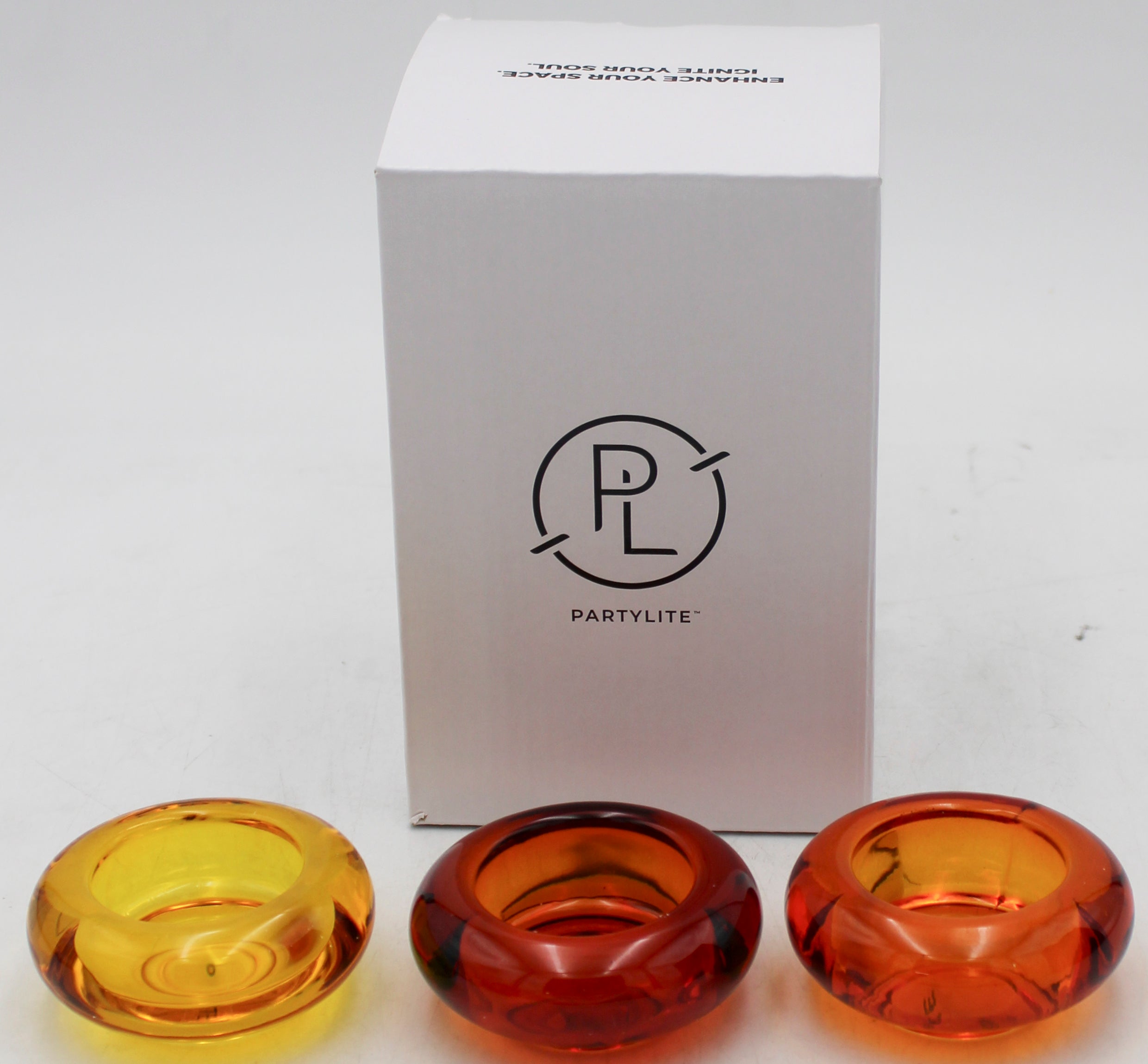 PARTYLITE GOLDEN HONEY TEALIGHT HOLDER SMALL TRIO 3ct