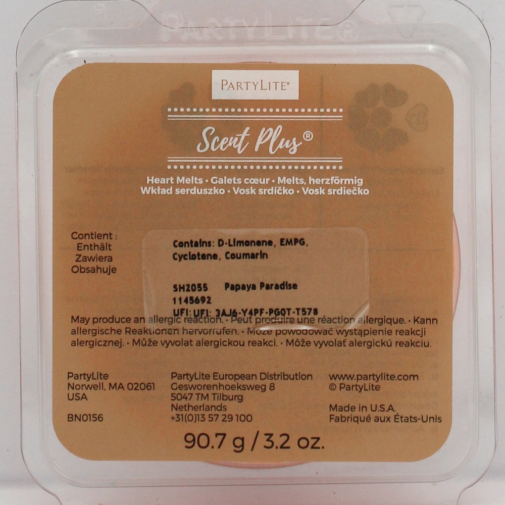 PARTYLITE PAPAYA PARADISE SCENT PLUS HEART MELTS 3.2oz