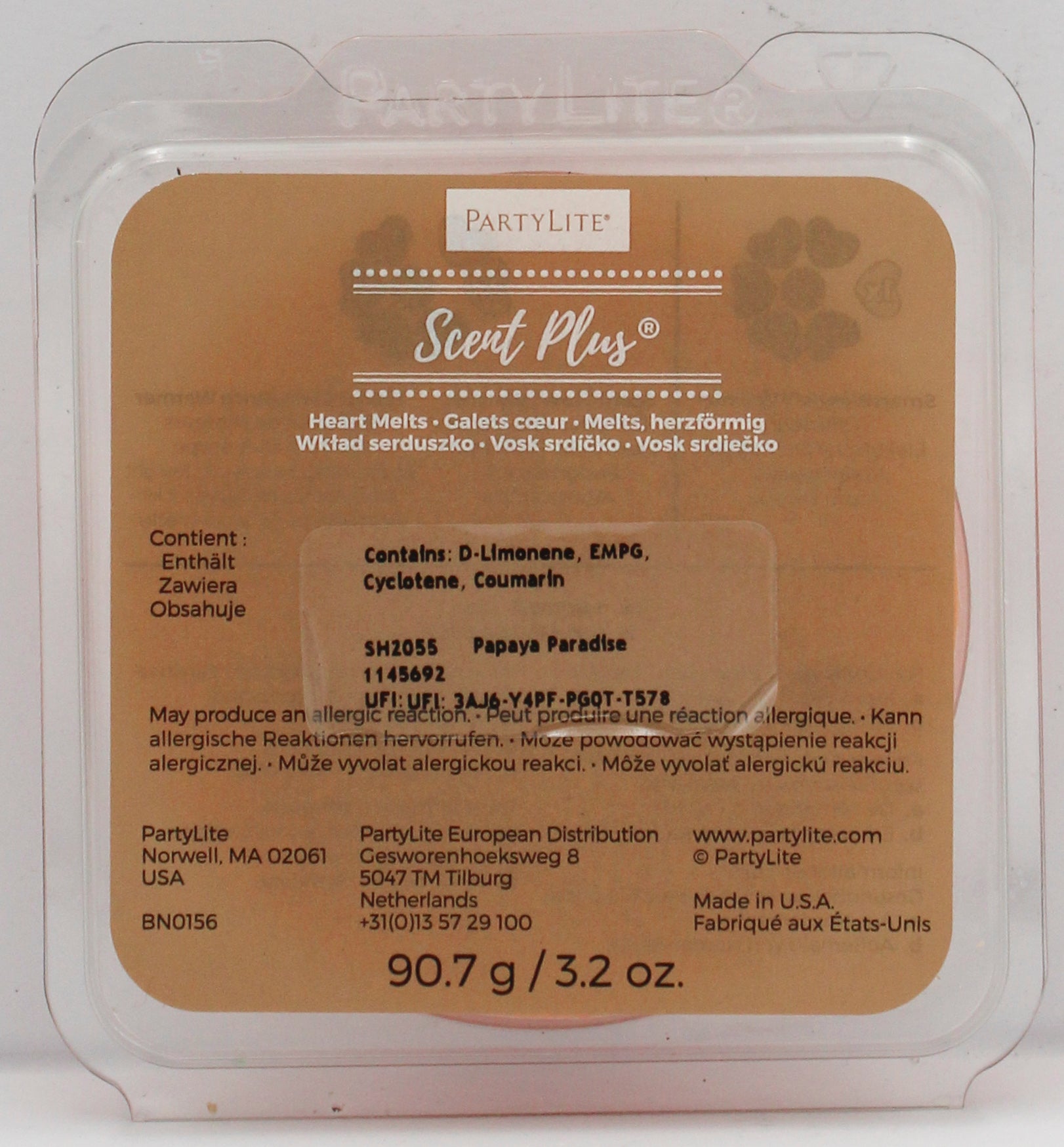 PARTYLITE PAPAYA PARADISE SCENT PLUS HEART MELTS 3.2oz